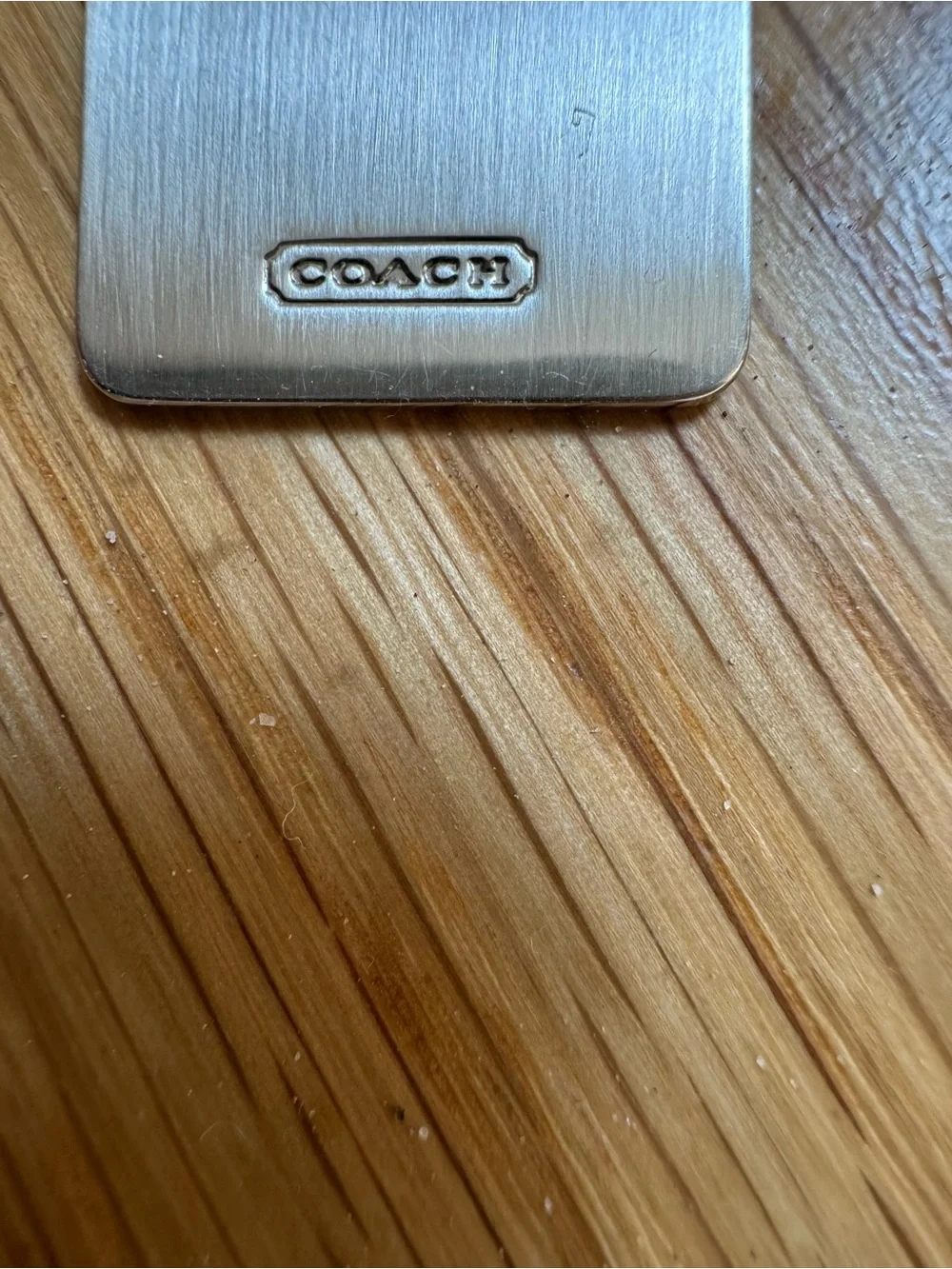 Vintage Coach Silvery Nickel Metal Hang Tag Fob Bag Charm Keychain